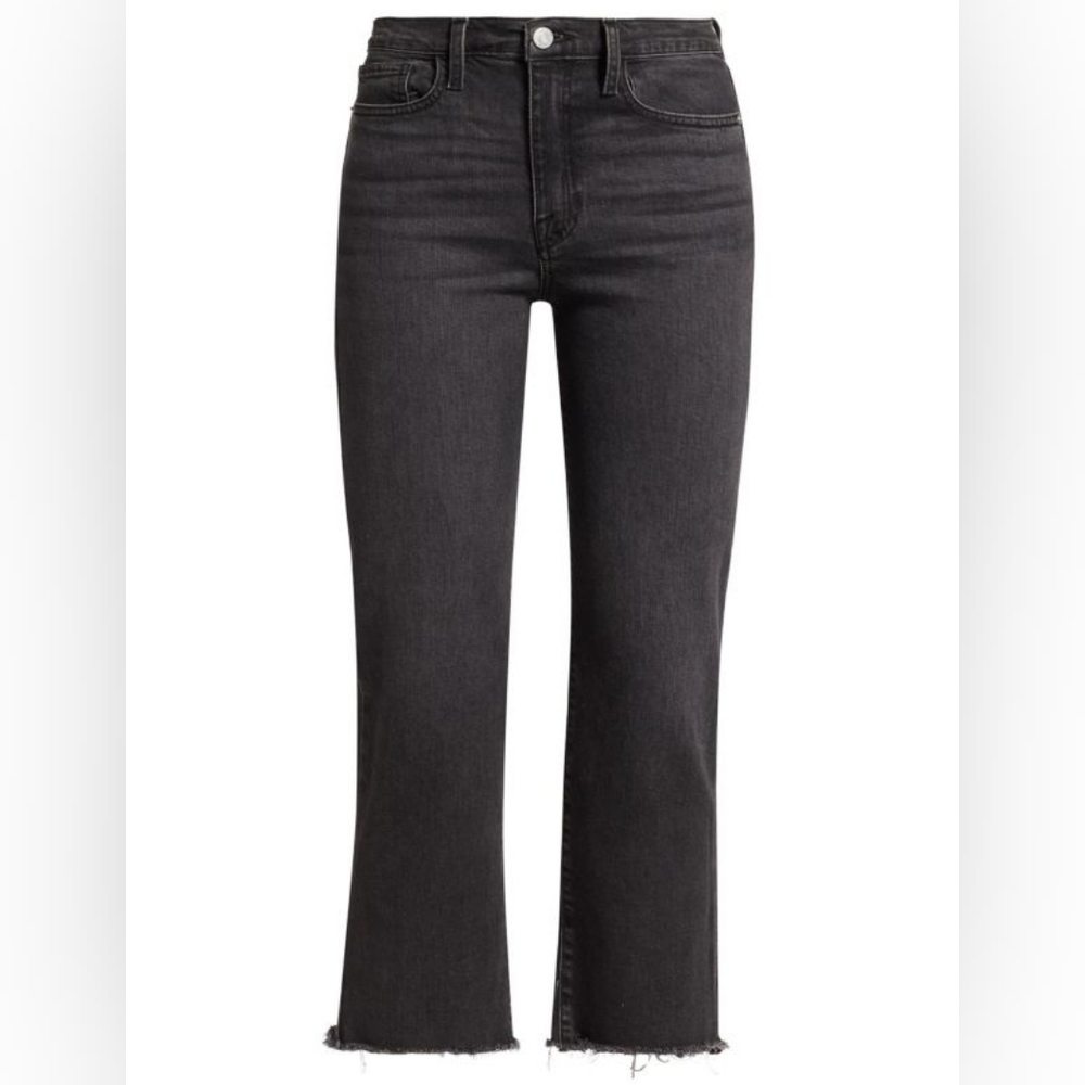 FRAME Le Jane Crop Denim Jeans Obsidian Black Gray Size 31 - Picture 3 of 17